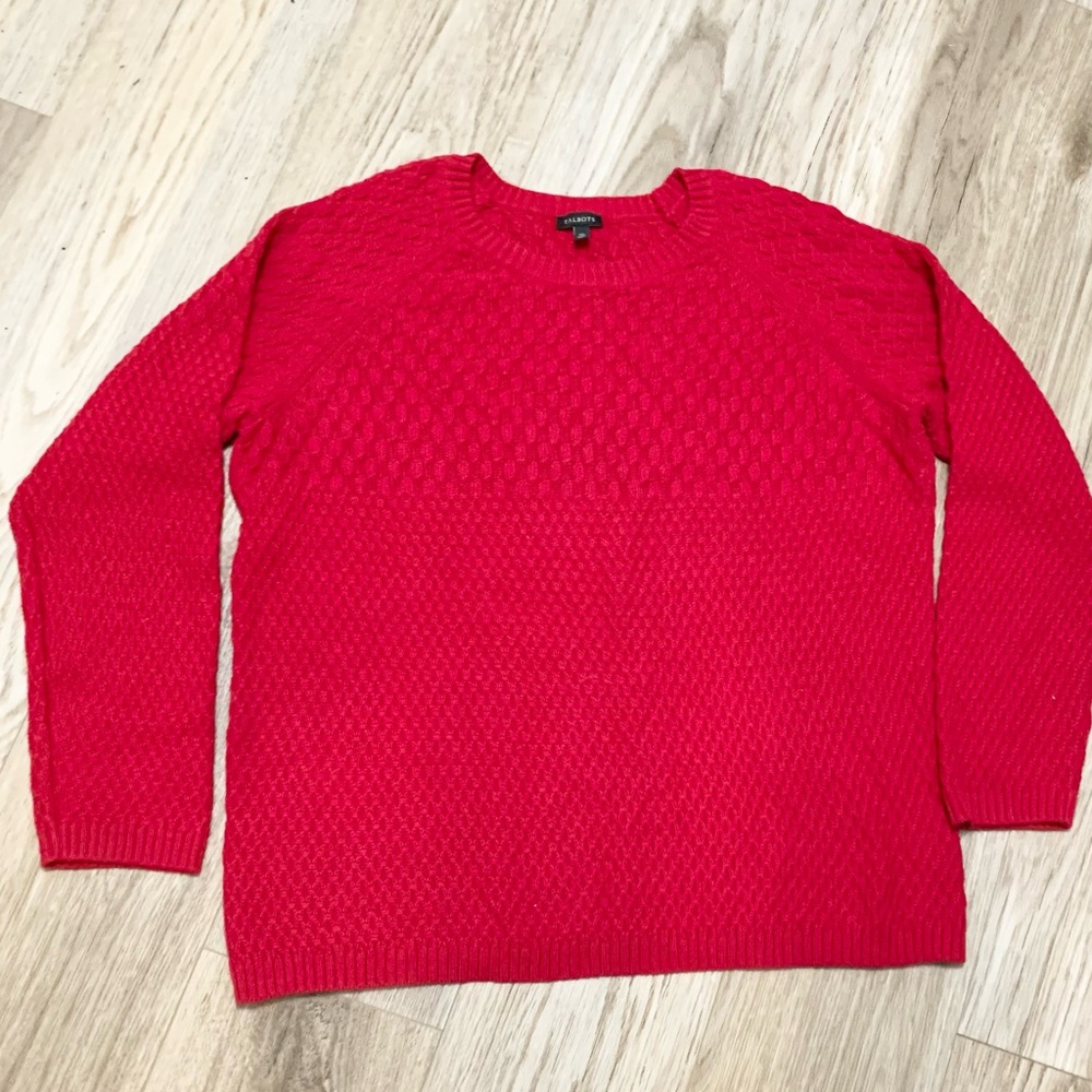 Talbots Lambswool Blend Crewneck Sweater XL NWOT Red